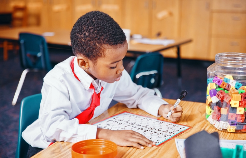 Student doing math work